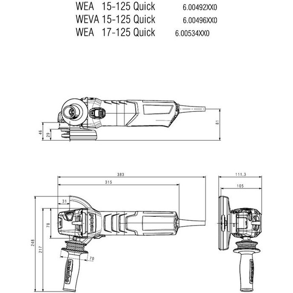 Угловая шлифовальная машина METABO WEV 17-125 Quick (600516000)