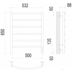 Полотенцесушитель TERMINUS Классик П6 500x650 бп электро (хром)