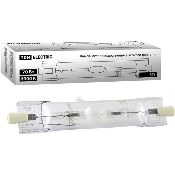 Металлогалогенная лампа TDM ДРИ 70 6000 К Rх7s SQ0325-0012