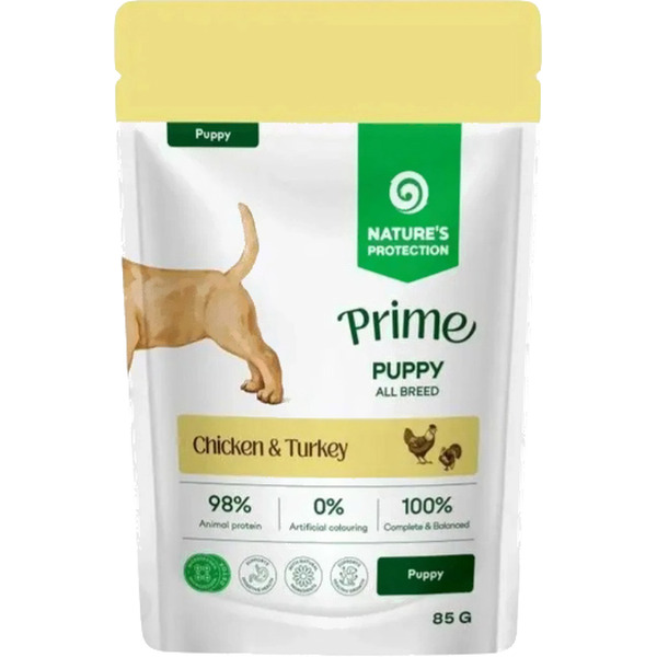 Влажный корм для собак Nature's Protection Prime Puppy Dogs Кусочки в соусе курица, индейка (12x85г)