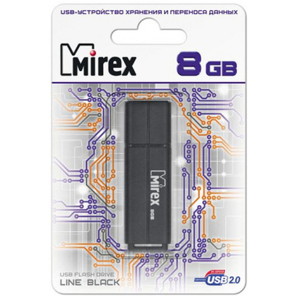 USB Flash MIREX Line Black 8GB (13600-FMULBK08)
