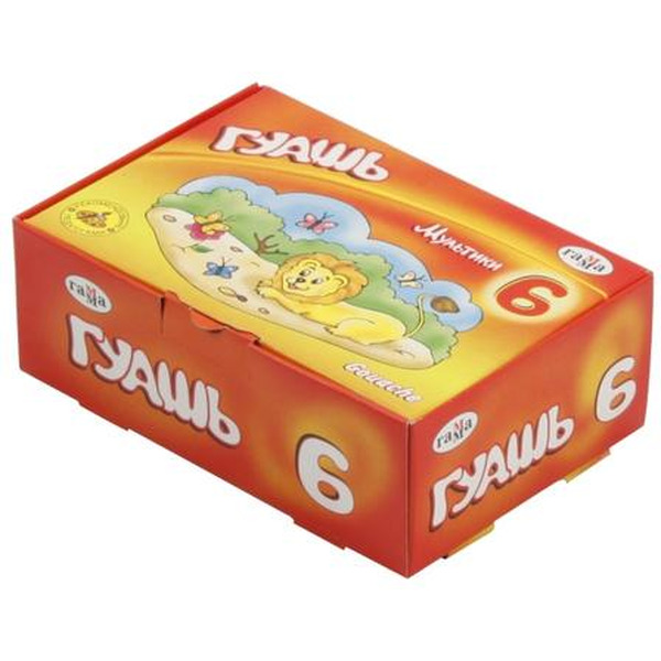 Гуашь ГАММА Мультики, 6 цв., 20 мл арт. 221030