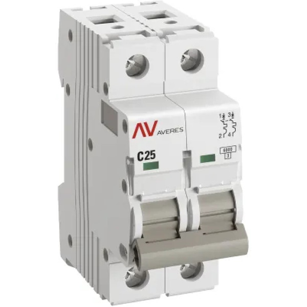 Выключатель автоматический EKF Averes AV-6 2P 25A (C) 6kA