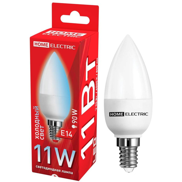 Лампа светодиодная HOME ELECTRIC C37 11W Е14 6500K