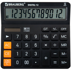 Калькулятор BRAUBERG Digital-12 272968 (черный)