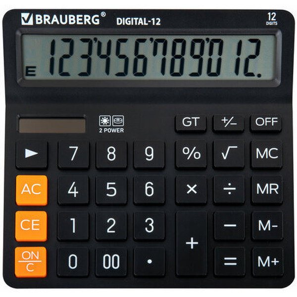 Калькулятор BRAUBERG Digital-12 272968 (черный)
