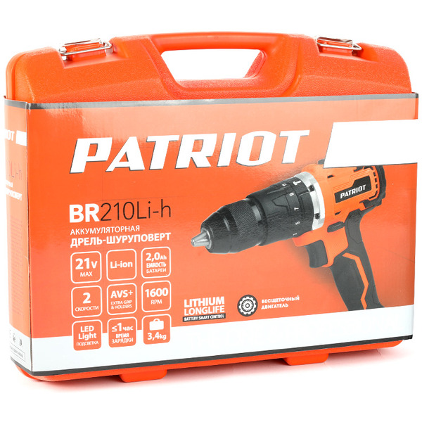 Дрель-шуруповерт Patriot BR 210UES-h 180301555 (с 2-мя АКБ, кейс)