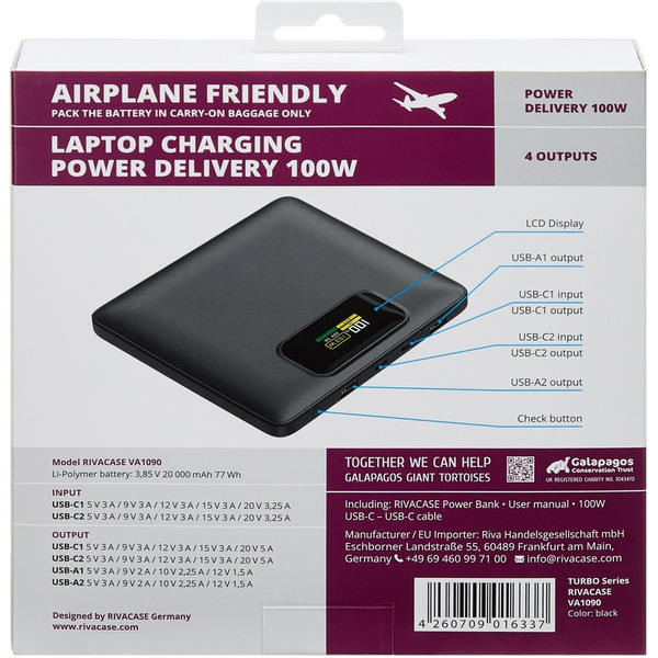 Внешний аккумулятор Rivacase VA1090 20000mAh (черный)