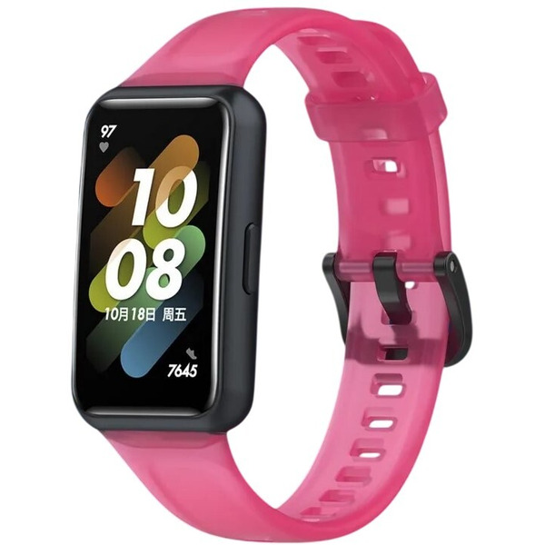 Ремешок Bingo Transparent для HUAWEI Band 7 (малиновый)