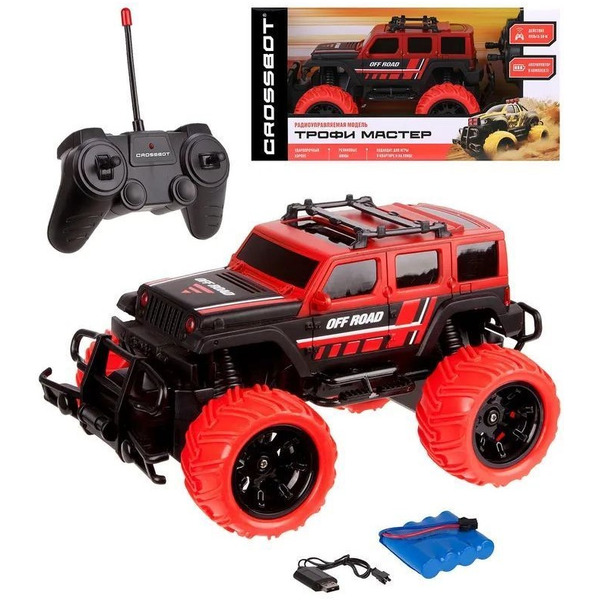 Радиоуправляемая игрушка Crossbot Джип Трофи Герой 870595 (черный/красный)