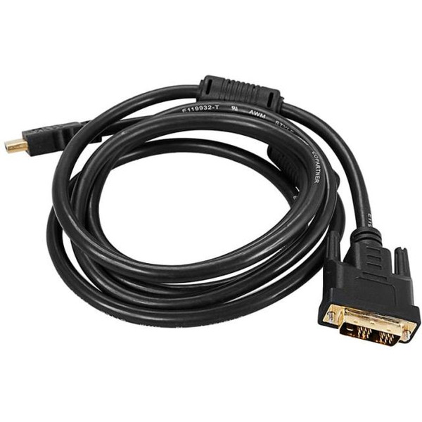 Шнур REXANT 17-6304 (HDMI - DVI-D, 2м, Gold, с фильтрами)