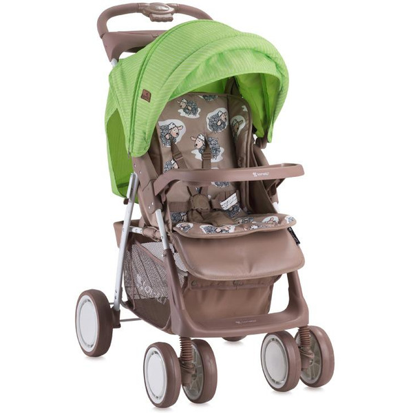 Коляска прогулочная «книга» Lorelli Foxy + Footcover 2017 Beige&Green Lambs (10020521732A)