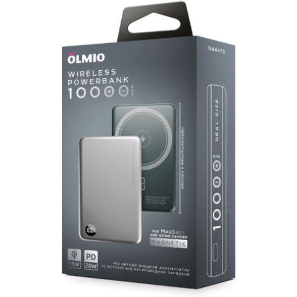 Внешний аккумулятор Olmio QM-16 10000mAh 044475 (серебристый)