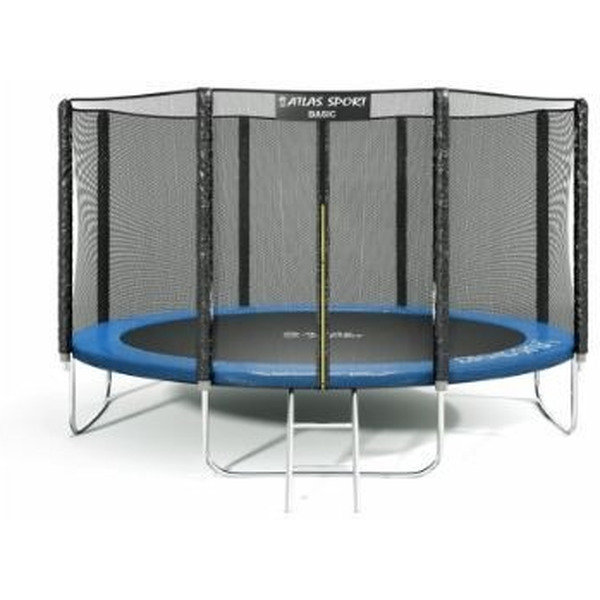 Батут пружинный ATLAS SPORT 12ft-4 Basic blue (с защитной сеткой и лестницей)