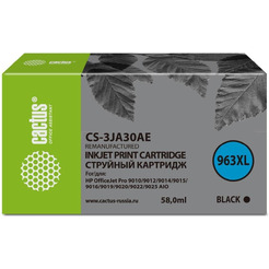 Картридж струйный Cactus CS-3JA30AE 963XL черный пигментный (58мл) для HP OfficeJet Pro 9010/9010e/9012/9014/9015/9016/9019