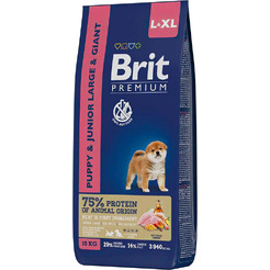 Сухой корм для собак Брит Premium Dog Puppy and Junior Large and Giant с курицей 5049981 (15кг)