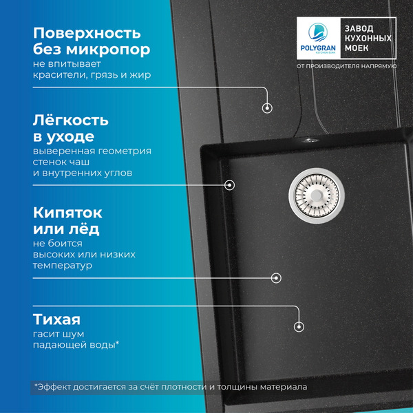 Мойка кухонная Polygran Gals 862 (черный)