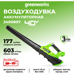 Воздуходувка Greenworks G40AB 2400807 (без АКБ и ЗУ)