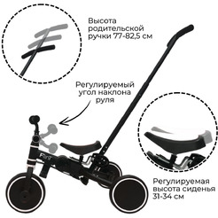 Беговел-велосипед Bubago Flint BG-FPY-109-10 с ручкой (черный/белый)