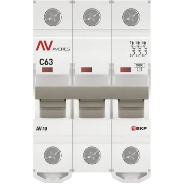 Выключатель автоматический EKF Averes AV-10 3P 63A (C) 10kA