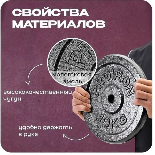 Набор чугунных дисков Proiron НЧД4250 (4 х 2,5 кг)