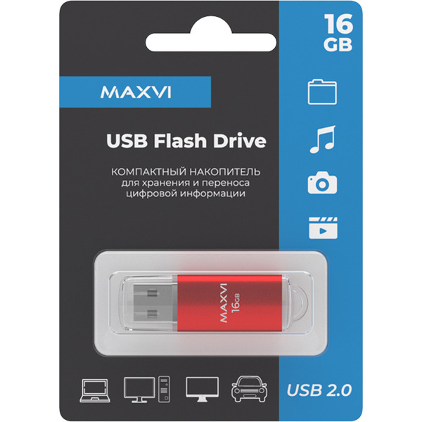 USB флеш-накопитель Maxvi MP 16GB 2.0 red