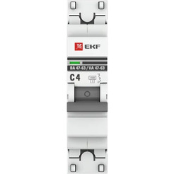 Выключатель автоматический EKF PROxima ВА 47-63 1P 4А (C) 4,5kA