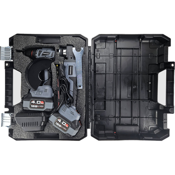 Набор инструментов Profipower E0220 (шуруповерт, болгарка, 2 АКБ, кейс)