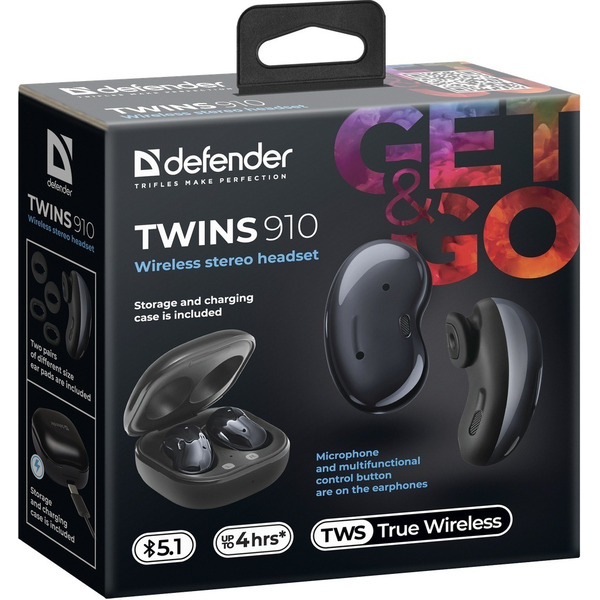 Наушники Defender Twins 910 (черный)