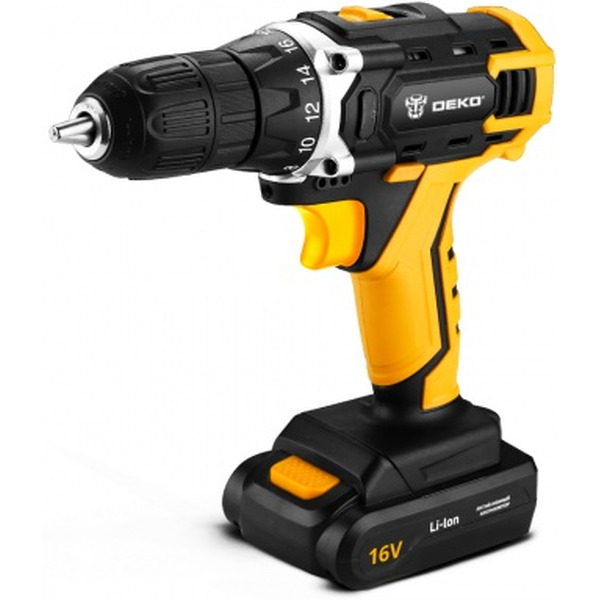 Дрель-шуруповерт Deko DKCD16FU-Li (063-4099) с 2-мя АКБ, кейс, набор оснастки