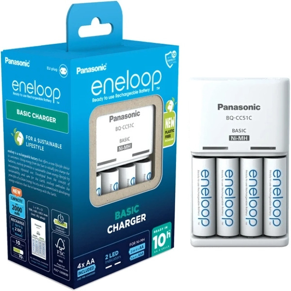 Зарядное устройство для аккумуляторов Panasonic Eneloop BQ-CC51/4xBK-3MCCE Basic Charger (K-KJ51MCD40E)