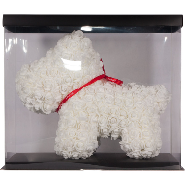 Собачка из роз TEDDY ROSE BEAR белый (8017)