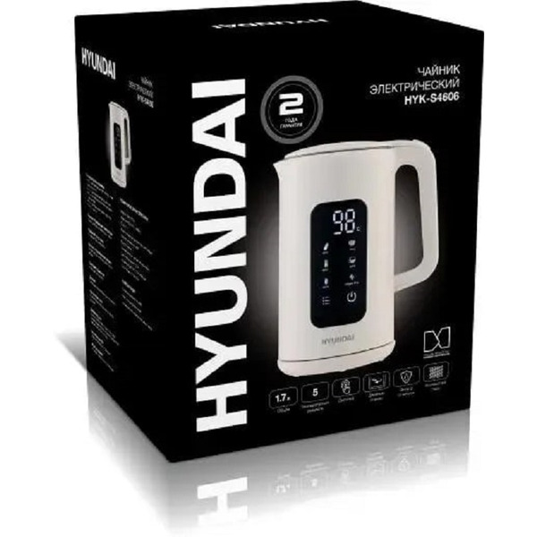 Электрический чайник Hyundai HYK-S4606 кремовый (металл)