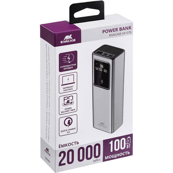 Внешний аккумулятор Rivacase VA1076 20000mAh (темно-серый)