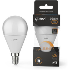 Светодиодная лампочка Gauss Globe-dim E14 7 Вт 3000 К 105101107-D