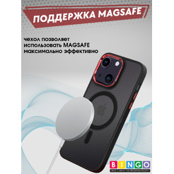 Бампер Bingo Metal Magnetic Carbon iPhone 14 Красный