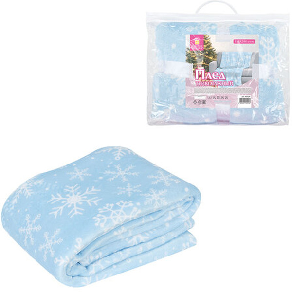 Плед новогодний ЗОЛОТАЯ СКАЗКА Снежинки 592530 (150х200см)