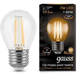 Лампа Gauss LED Filament Globe E27 7 Вт 2700 К 105802107