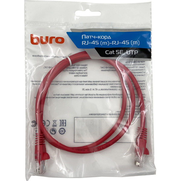 Патч-корд Buro UTP-5E-1M-R