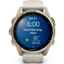 Умные часы Garmin Fenix 8 Sapphire 43мм (золотистый, дымчато-серый ремешок)