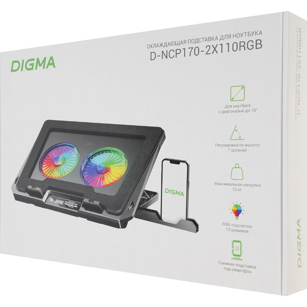 Подставка для ноутбука Digma D-NCP170-2x110RGB