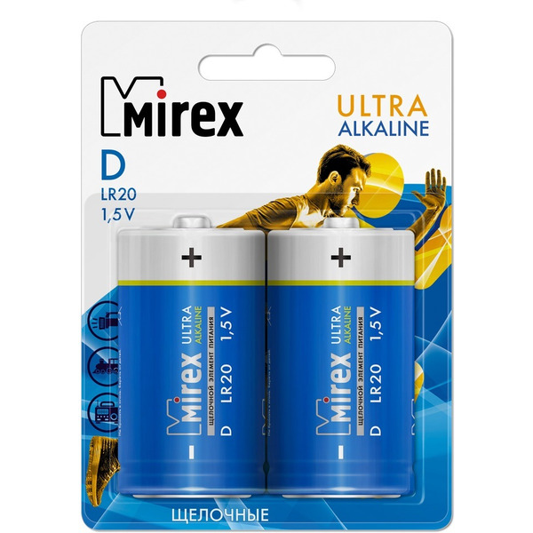 Батарейка Mirex Ultra Alkaline D (LR20) 2 шт LR20-E2