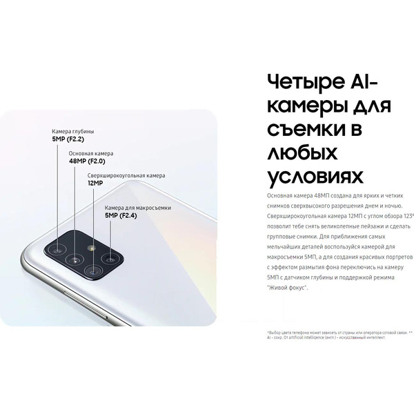 Смартфон SAMSUNG Galaxy A51 4GB/64GB (голубой)