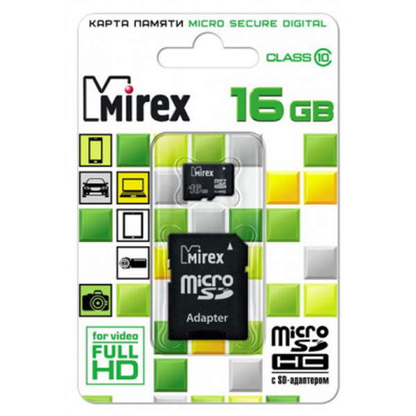Карта памяти Mirex microSDHC 16GB (13613-AD10SD16)