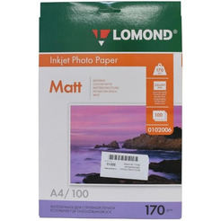Фотобумага Lomond Матовая двухсторонняя A4 170 г/кв.м. 100 листов (0102006)