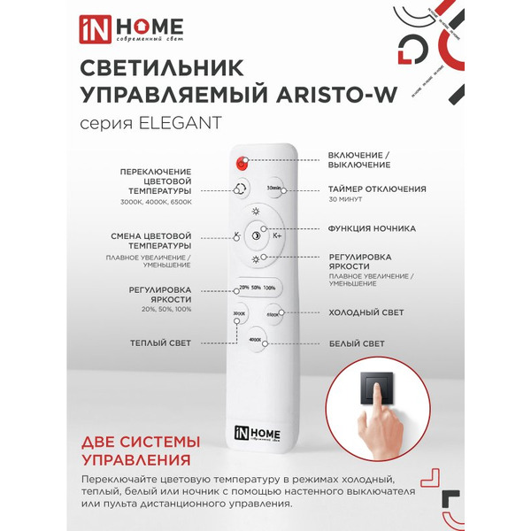 Светильник светодиодный IN HOME ELEGANT ARISTO-W (4690612047270)