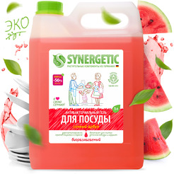 Средство для мытья посуды SYNERGETIC антибактериальное, гипоаллергенное, с ароматом арбуза, 5л (103501)