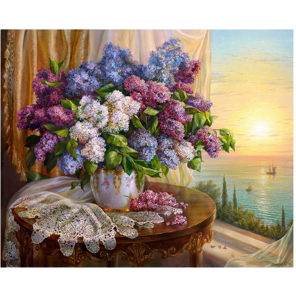 Картина по номерам ОСТРОВ СОКРОВИЩ «Букет сирени» 663276