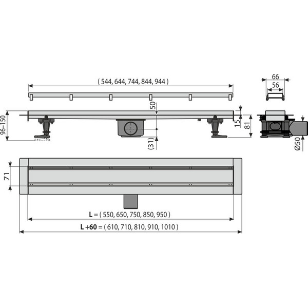 Трап для душа Alcadrain APZ13-Double9-650