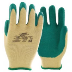 Перчатки нейлоновые с рельефным латексным покрытием Arcticus 10 кл. вязки, р-р 10, белый/зеленый, арт. 122603 р.10